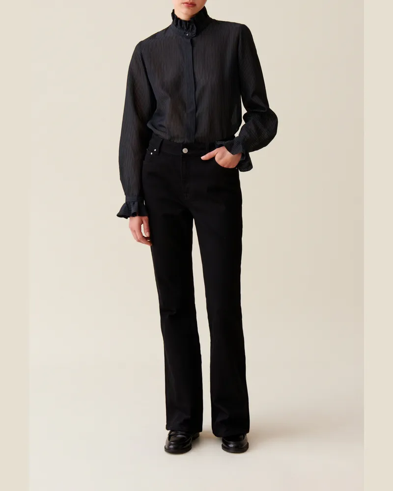 Claudie Pierlot Fließende Bluse Rüschenkragen Schwarz