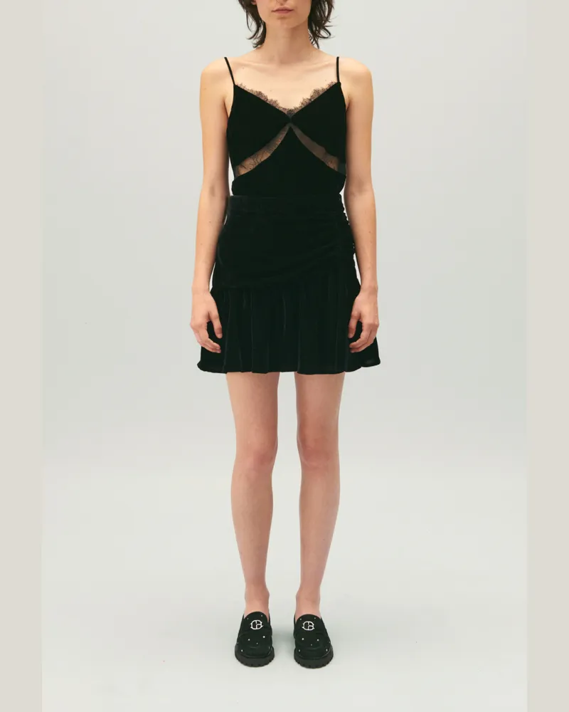 Claudie Pierlot Kurzer Rock aus Samt Schwarz