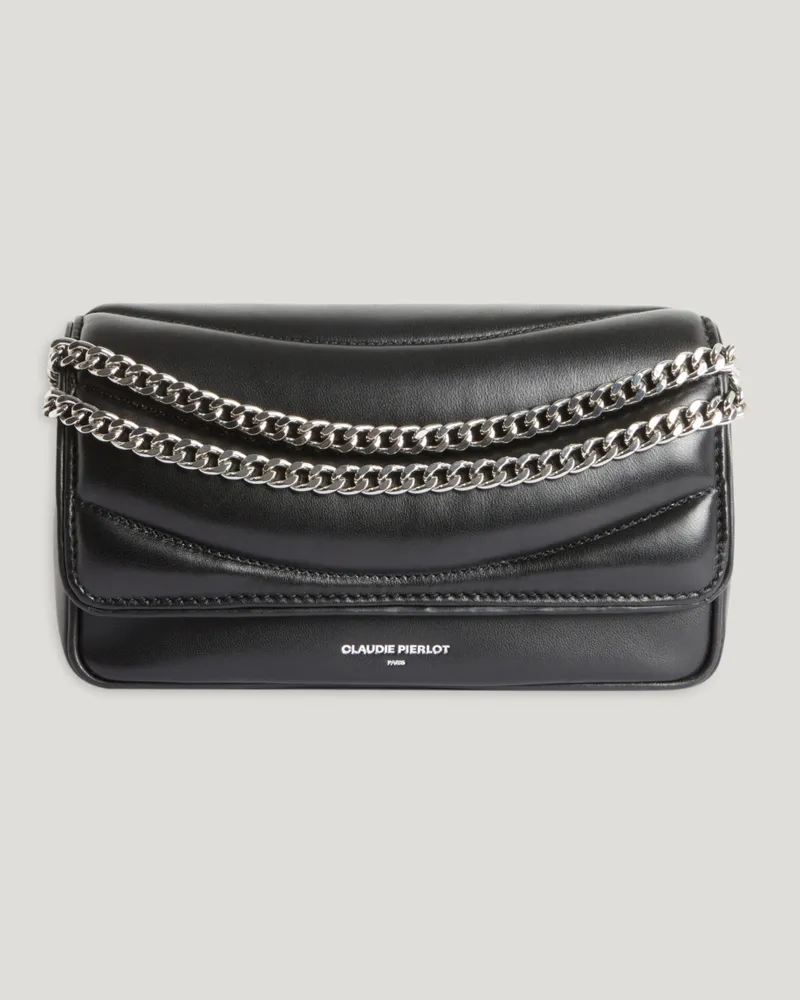 Claudie Pierlot Angelina-Tasche schwarzem Steppleder Schwarz