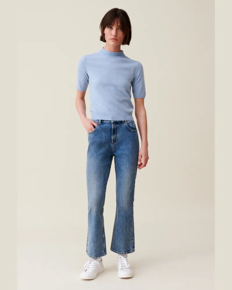 Claudie Pierlot Wollpullover mit Stehkragen Himmel-blau