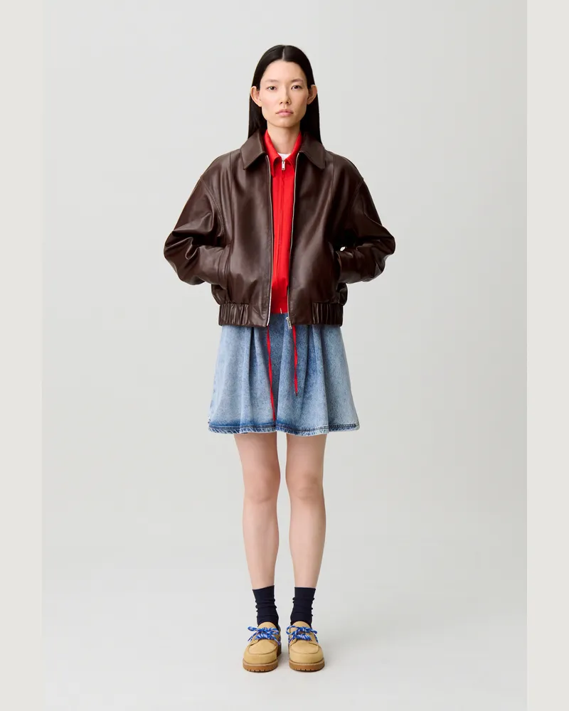 Claudie Pierlot Casual-Blouson aus Glanzleder Braun