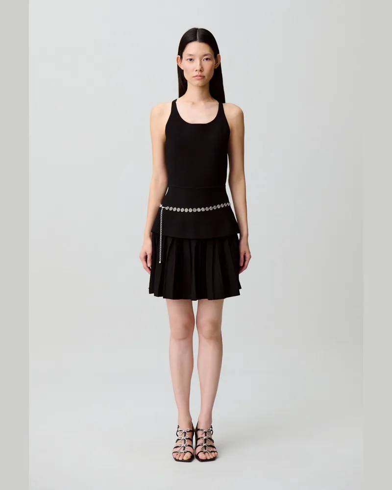 Claudie Pierlot Strickkleid mit Kreuzträgern Schwarz