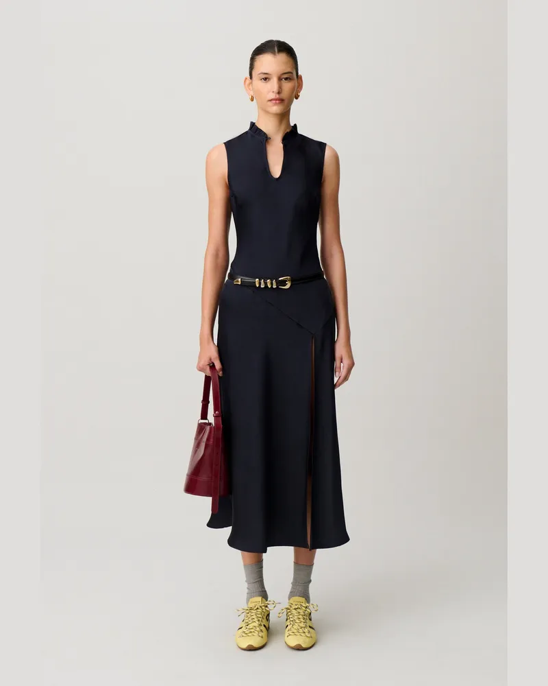 Claudie Pierlot Fließendes Midi-Kleid Marine