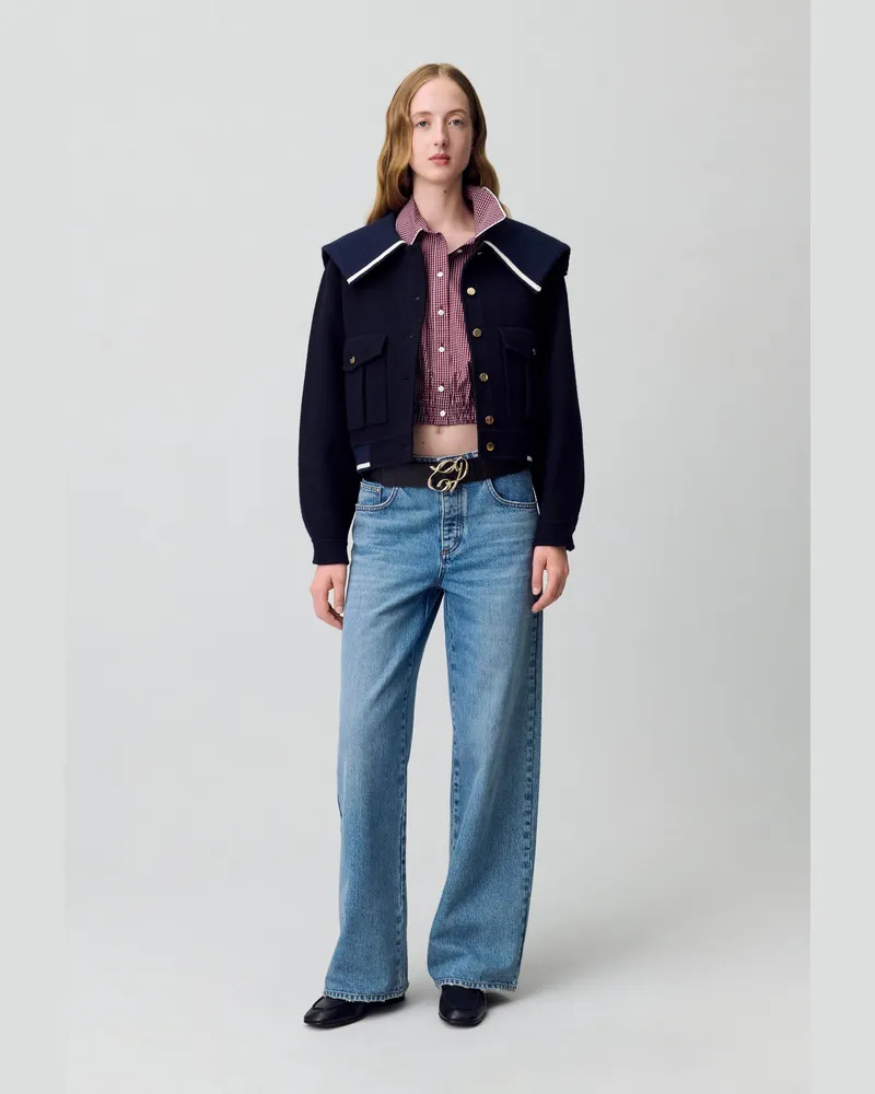 Claudie Pierlot Kurzmantel aus Wolle Marine