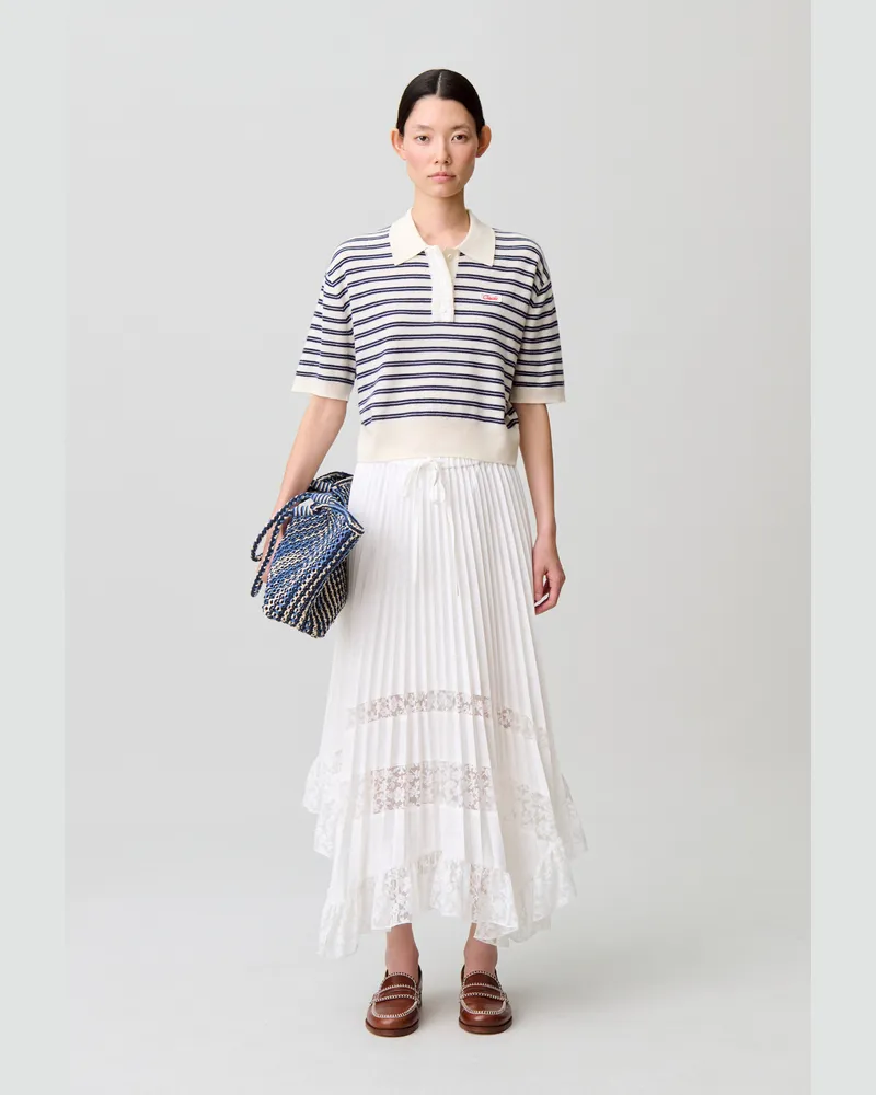 Claudie Pierlot Faltenrock mit Blumenmuster Ecru