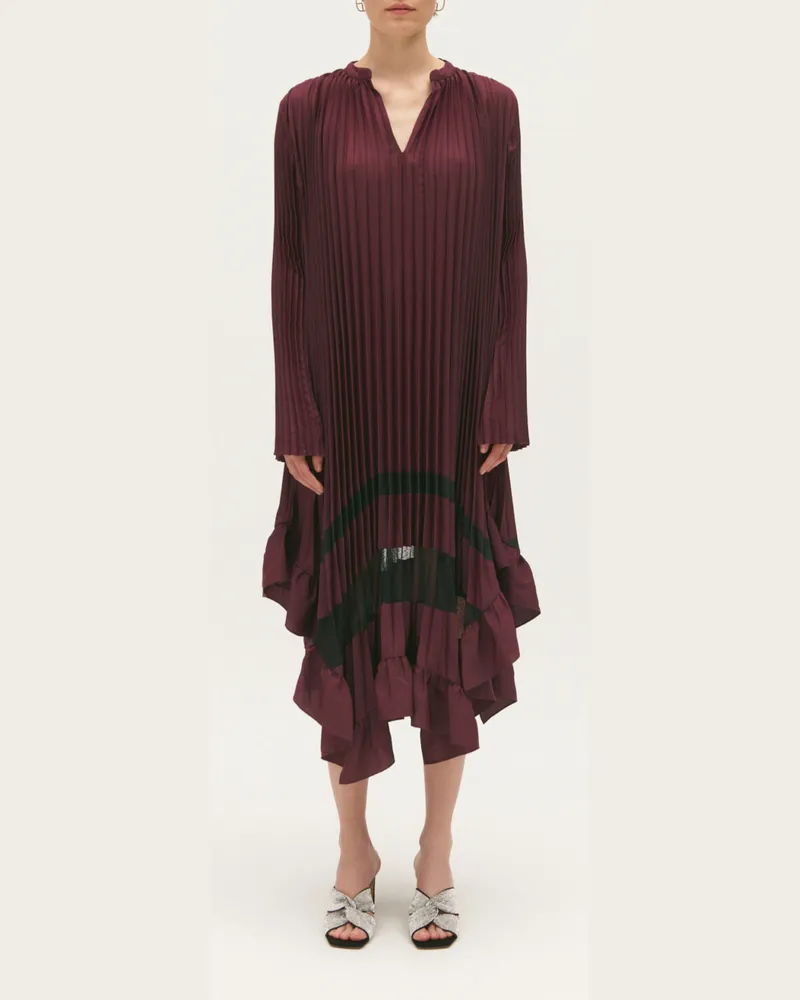 Claudie Pierlot Plissiertes Midikleid Bordeaux