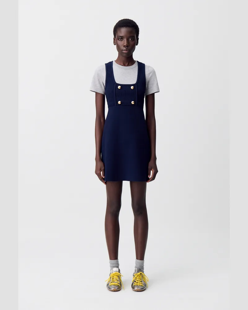Claudie Pierlot Kurzes Strickkleid im T-Shirt-Stil Zweifarbig