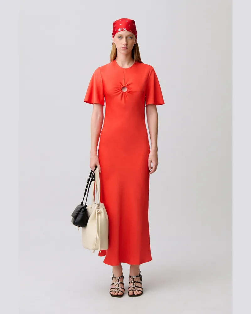 Claudie Pierlot Langes Satin-Kleid Tangerine