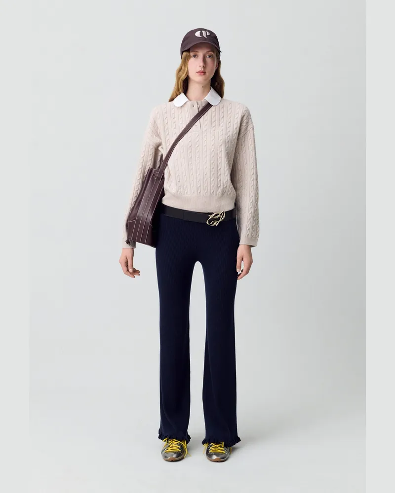 Claudie Pierlot Pullover mit Bubikragen Beige