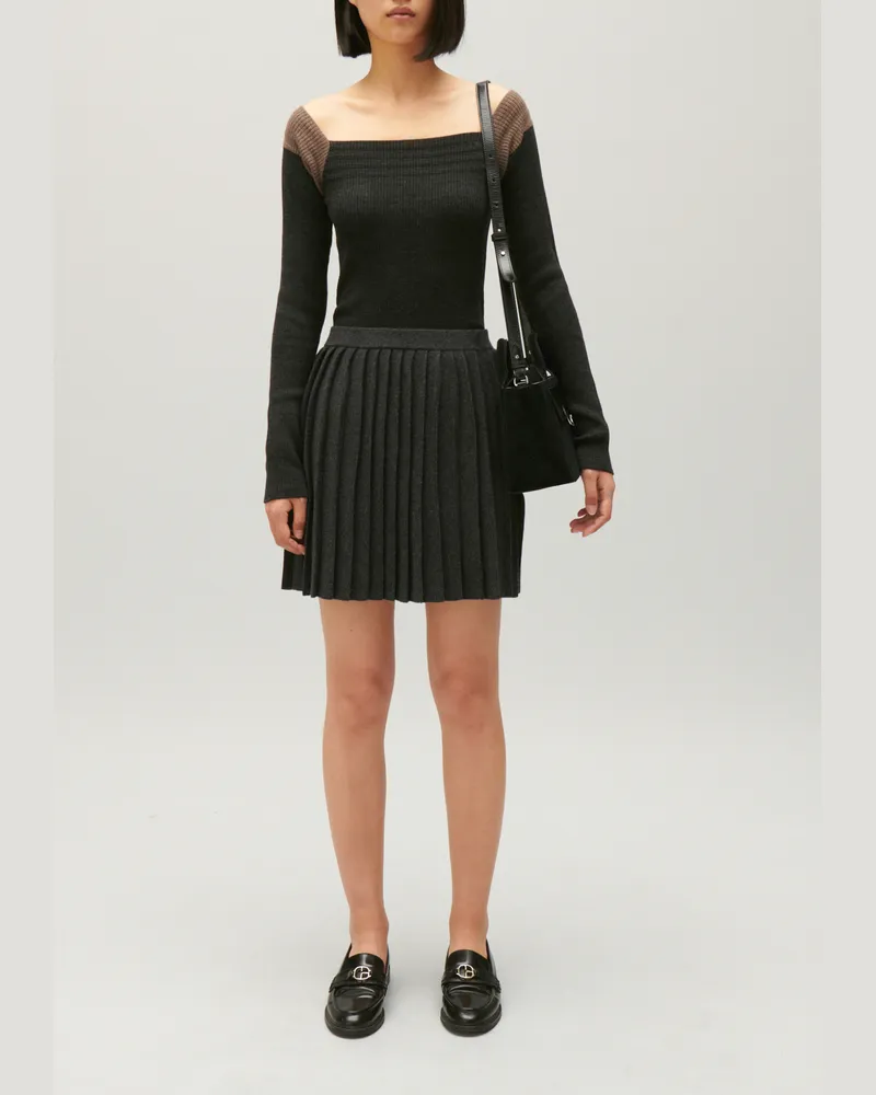 Claudie Pierlot Kurzer Faltenrock, grau meliert Grau-meliert