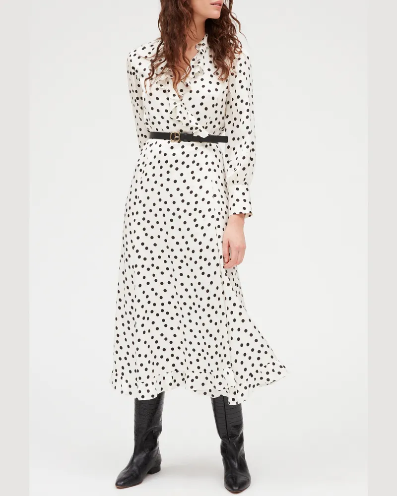 Claudie Pierlot Mittellanges Kleid mit Pünktchenmuster Heller