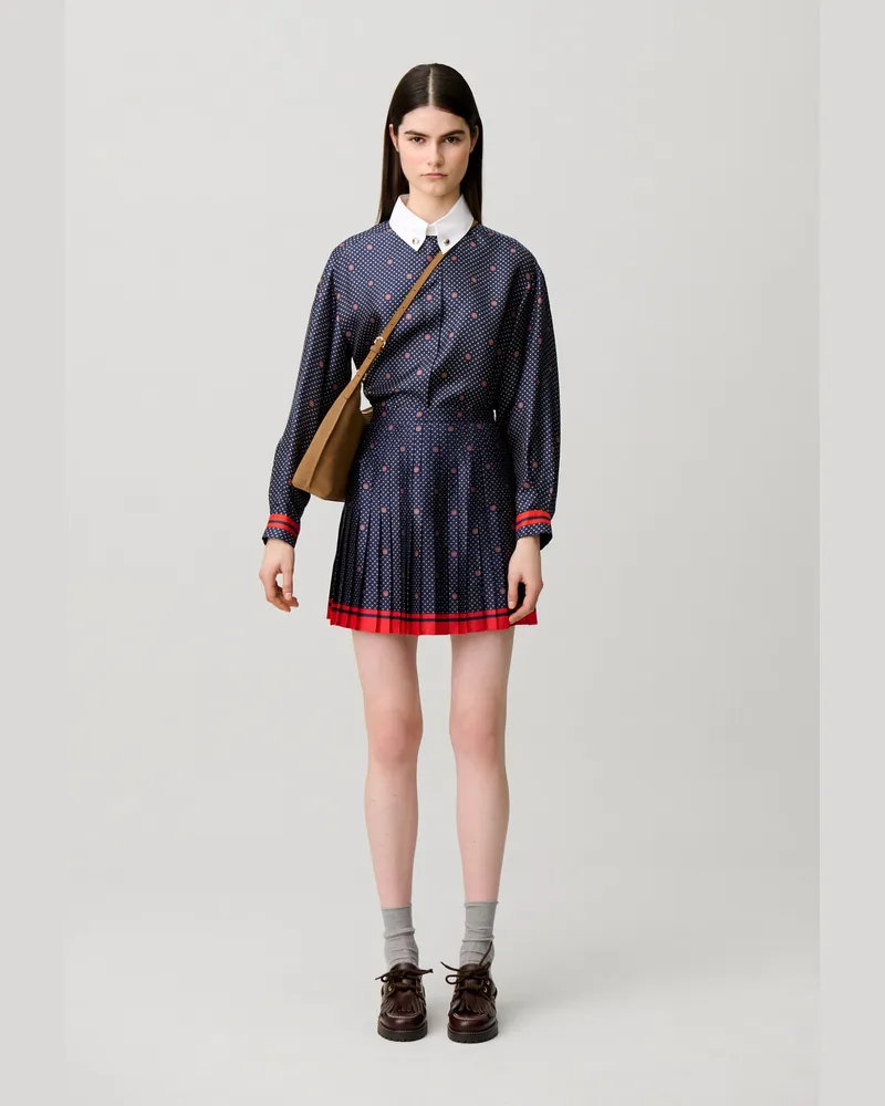 Claudie Pierlot Kurzer plissierter Satinrock Dunkler