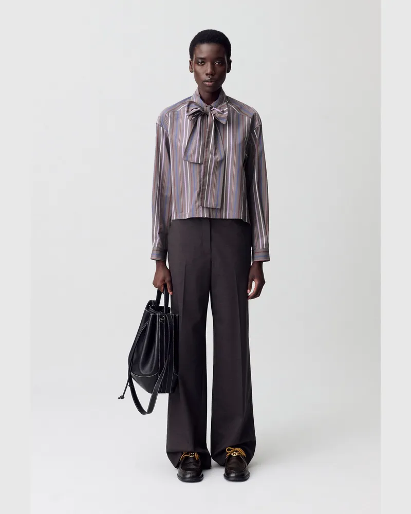 Claudie Pierlot Gestreifte Lavalliere-Bluse Multico