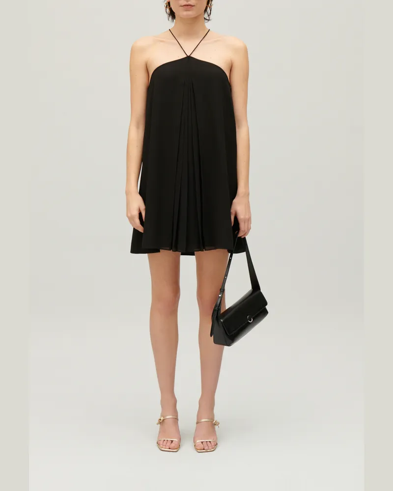 Claudie Pierlot Plissiertes, kurzes Kleid Schwarz Schwarz