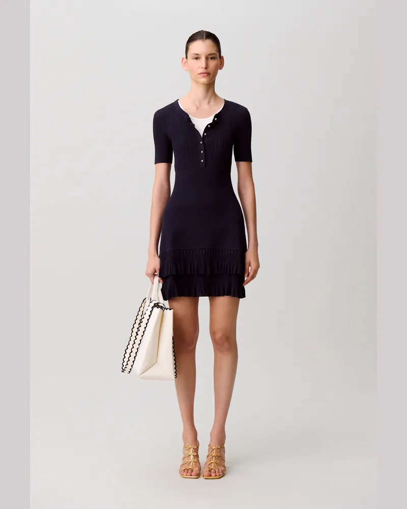 Claudie Pierlot Tailliertes Strickkleid Marine