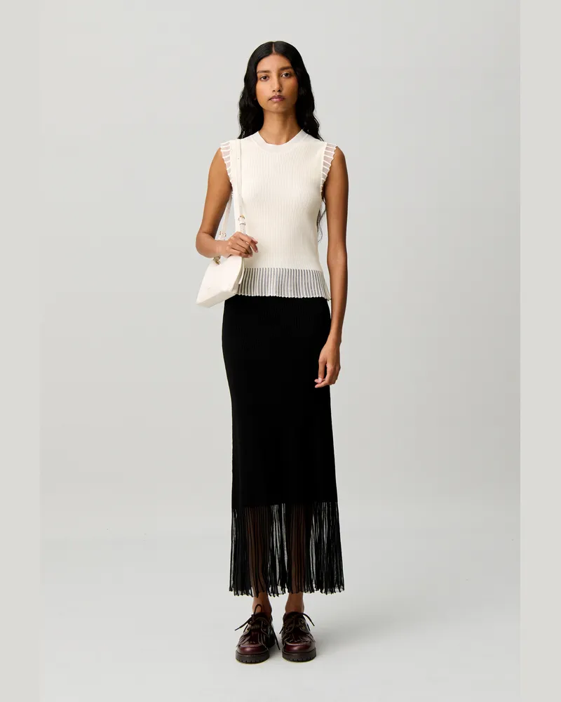Claudie Pierlot Stricktop mit Stehkragen Ecru