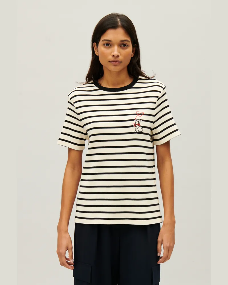 Claudie Pierlot Zweifarbig gestreiftes Matrosen-Shirt Zweifarbig