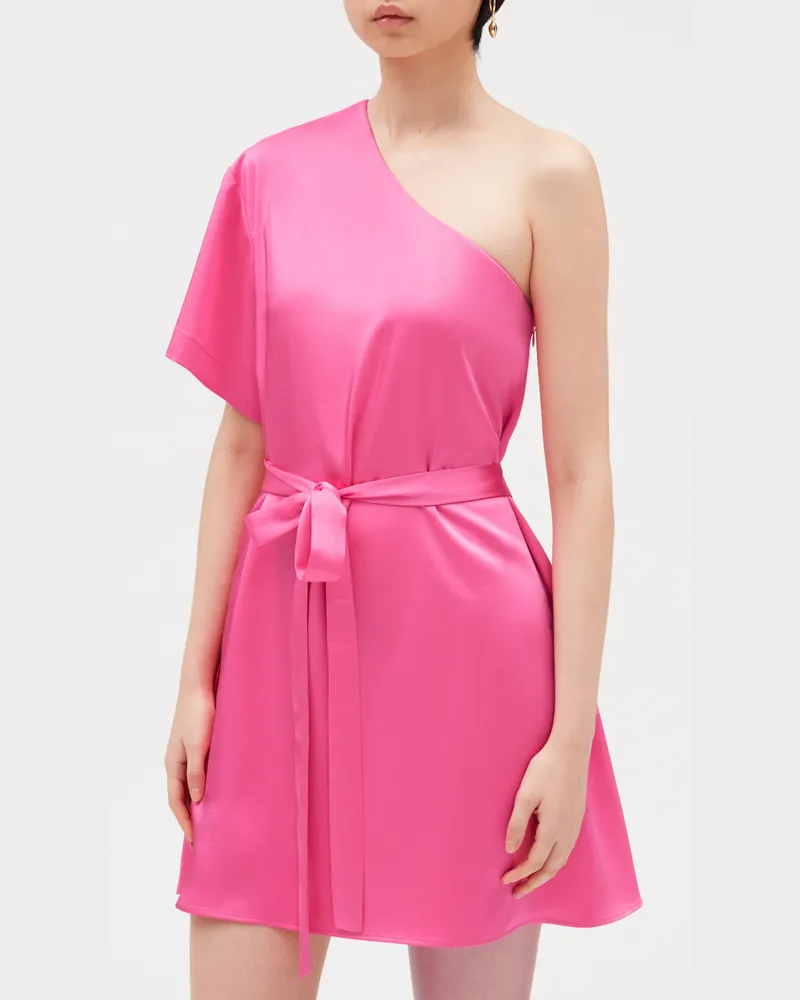 Claudie Pierlot Kurzes asymmetrisches Kleid, rosa Bubble