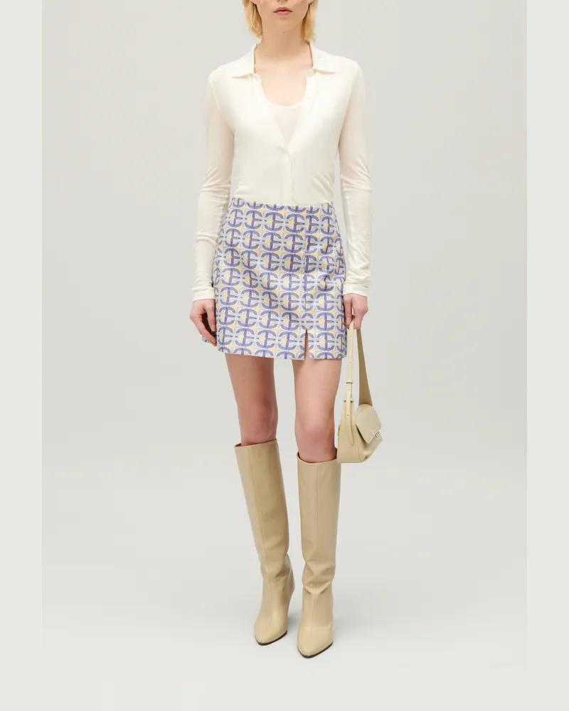 Claudie Pierlot Kurzer Trapez-Rock mit Monogramm Heller