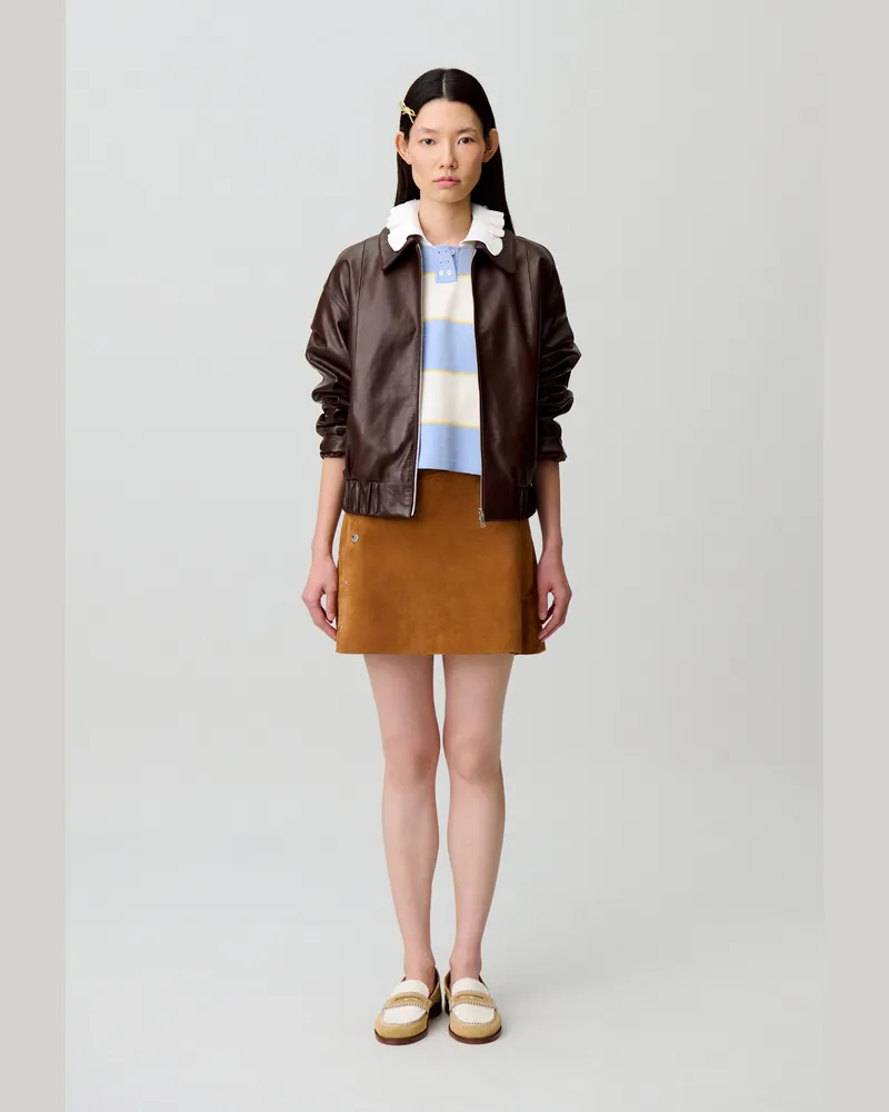 Claudie Pierlot Gestreiftes Strickpolo Bleu