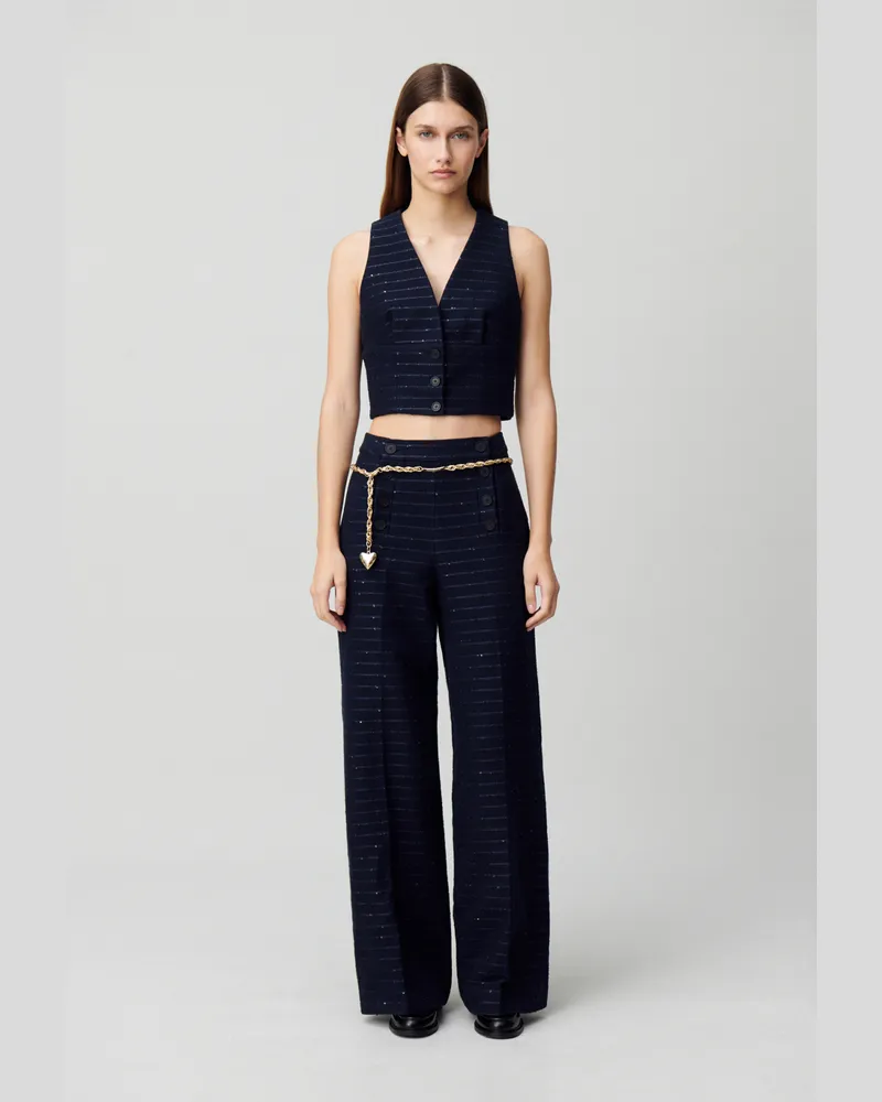 Claudie Pierlot Gestreifter Blazer oben Marine