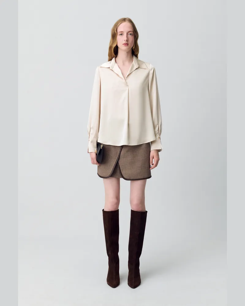 Claudie Pierlot Fließende, plissierte Bluse Beige