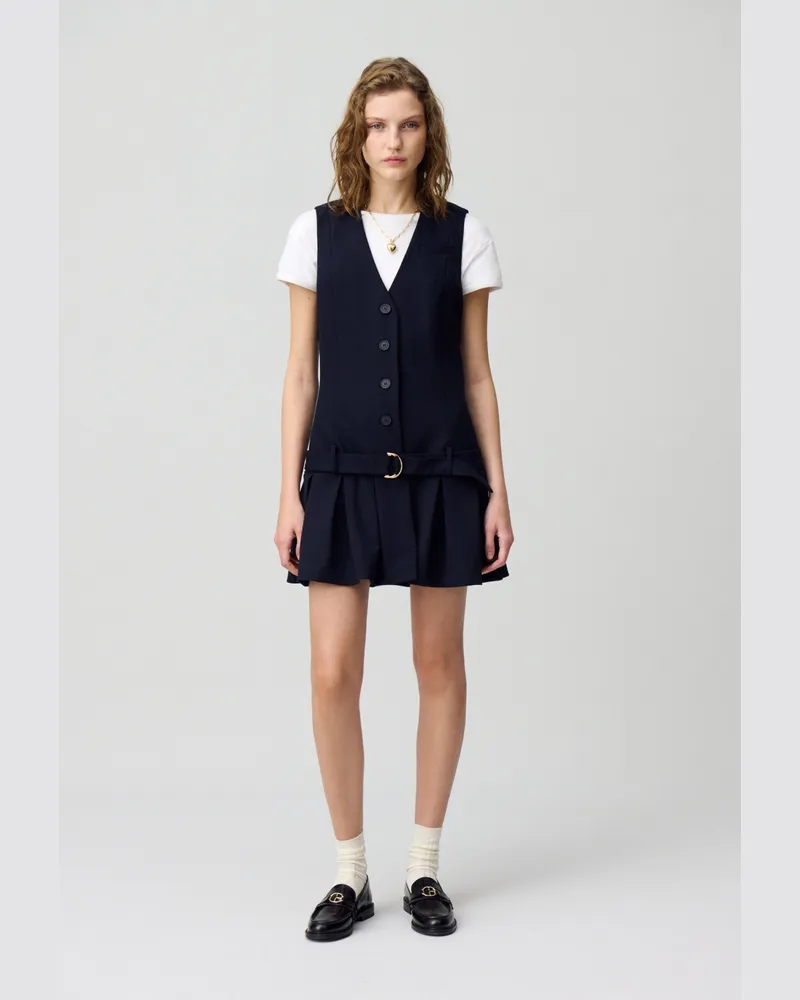 Claudie Pierlot Gefaltetes kurzes Kleid Marine