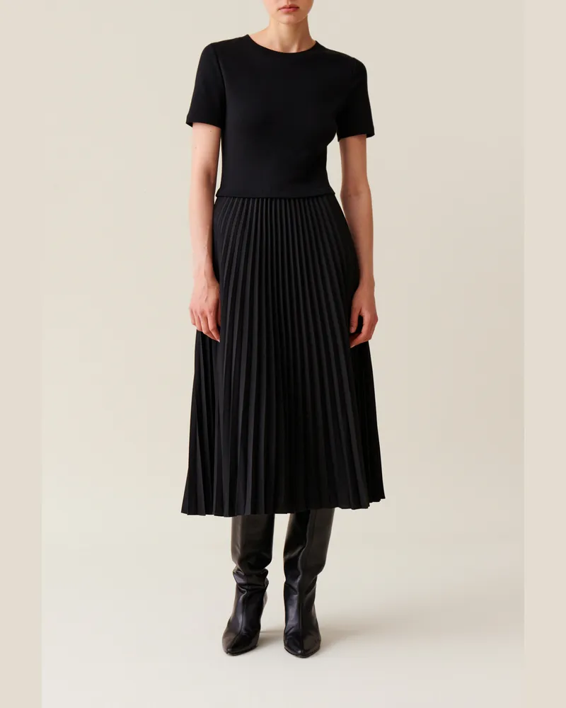 Claudie Pierlot Zweistoff-Kleid Twist Schwarz