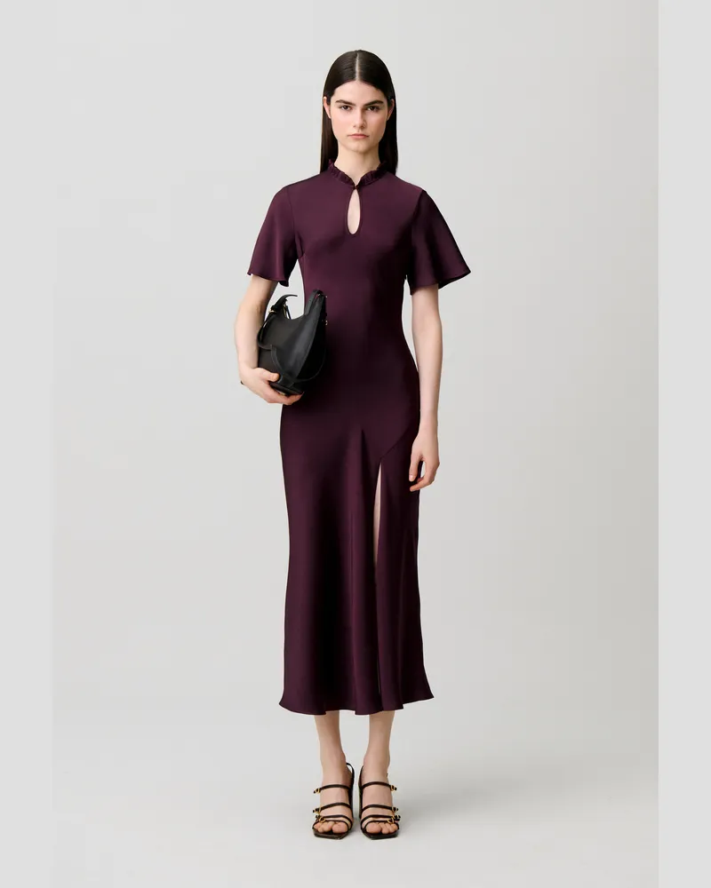 Claudie Pierlot Fließendes Kleid mit Stehkragen Dark