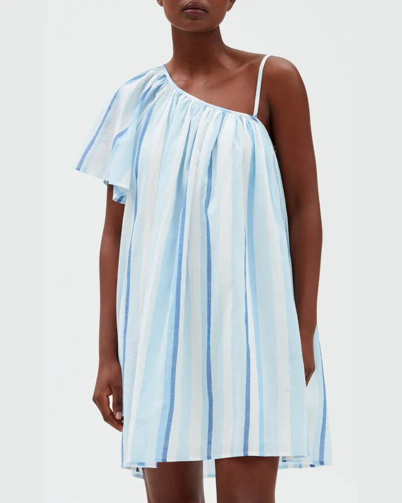 Claudie Pierlot Asymmetrisches, kurzes Kleid in Blau Multico