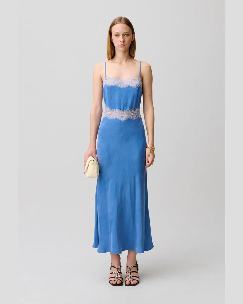 Claudie Pierlot Langes Spitzenkleid Bleu