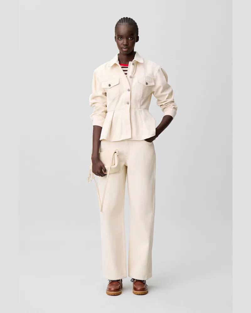 Claudie Pierlot Jeans-Blouson Ecru Langarm Denim