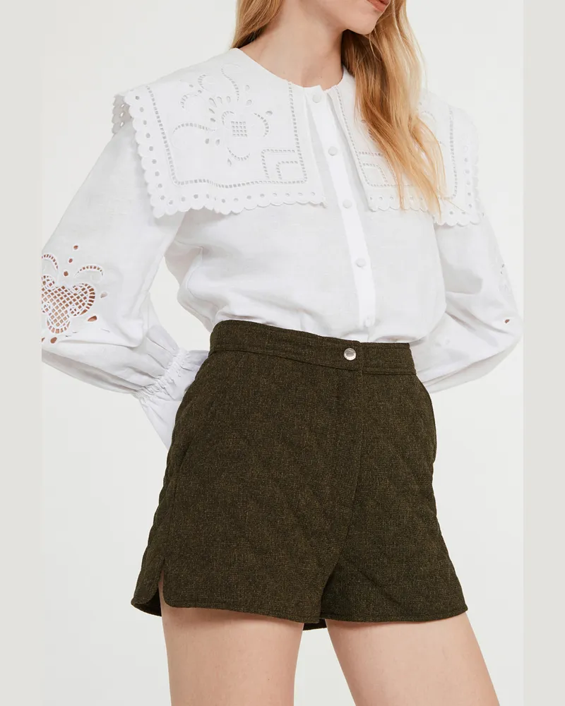 Claudie Pierlot Gesteppte Shorts Khaki