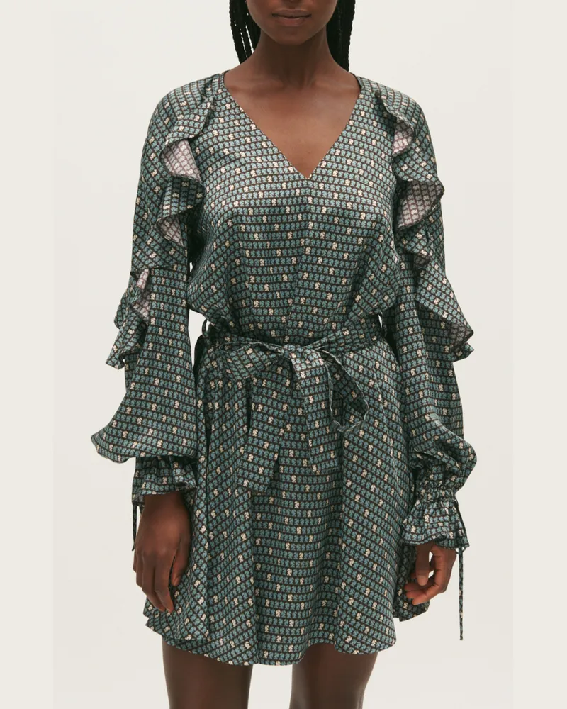 Claudie Pierlot Fließendes ausgestelltes Kleid mit Print Heller