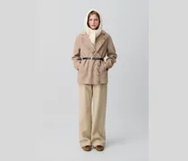 Kurzmantel aus Wolle mit Fransen