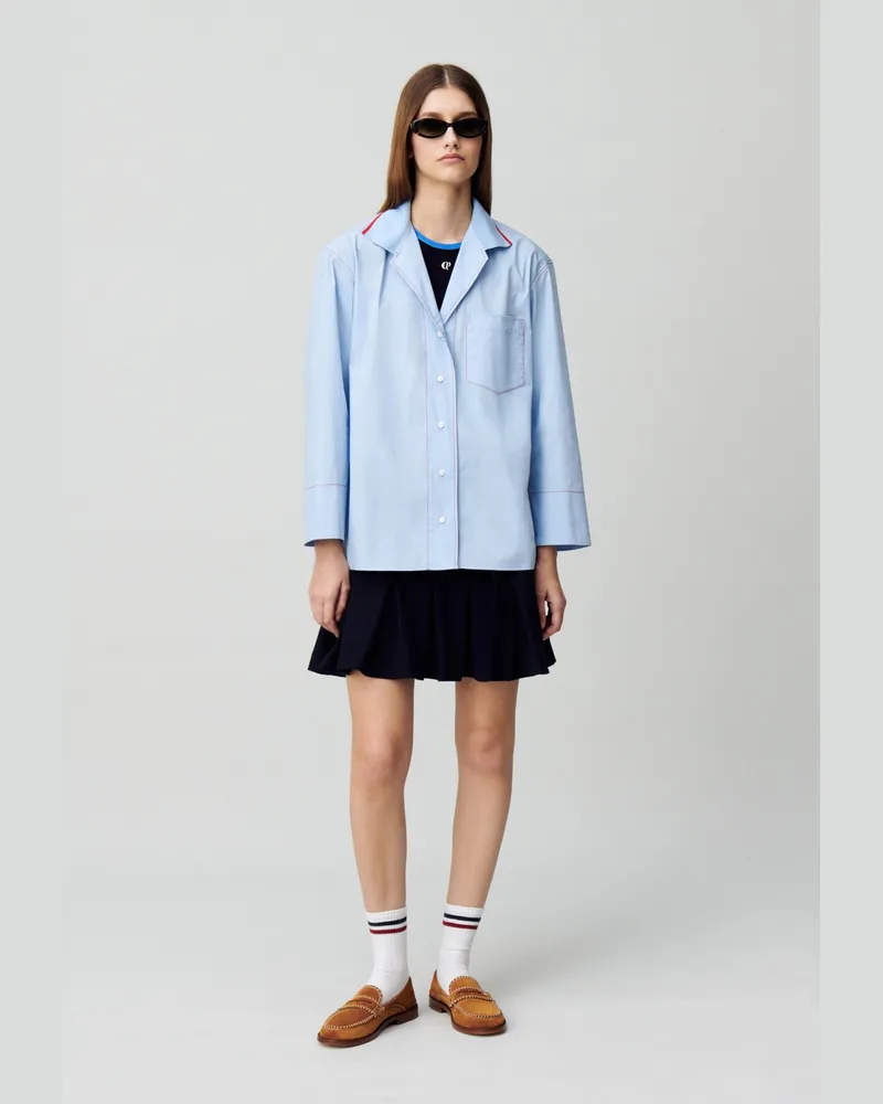 Claudie Pierlot Kontrastierte Oversize-Bluse Himmel-blau