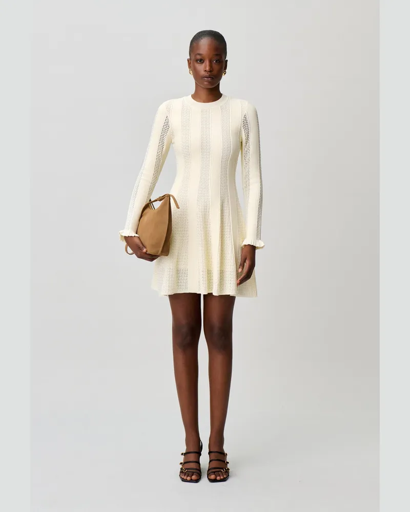 Claudie Pierlot Kurzes Skater-Strickkleid Ecru