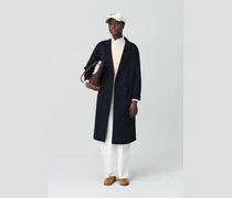 Mittellanger marineblauer Wollmantel