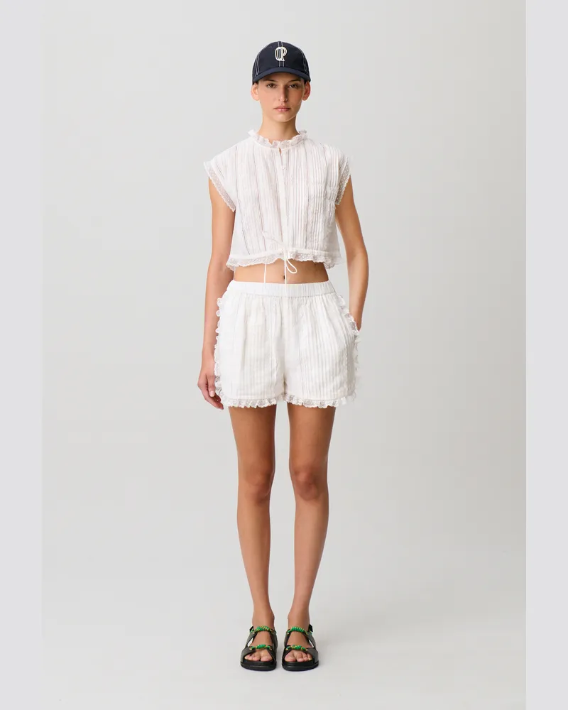 Claudie Pierlot Kurze Spitzen-Shorts Ecru
