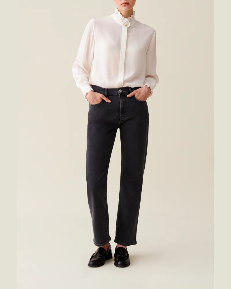 Claudie Pierlot Weiß hemd mit Wellenkragen Kreide