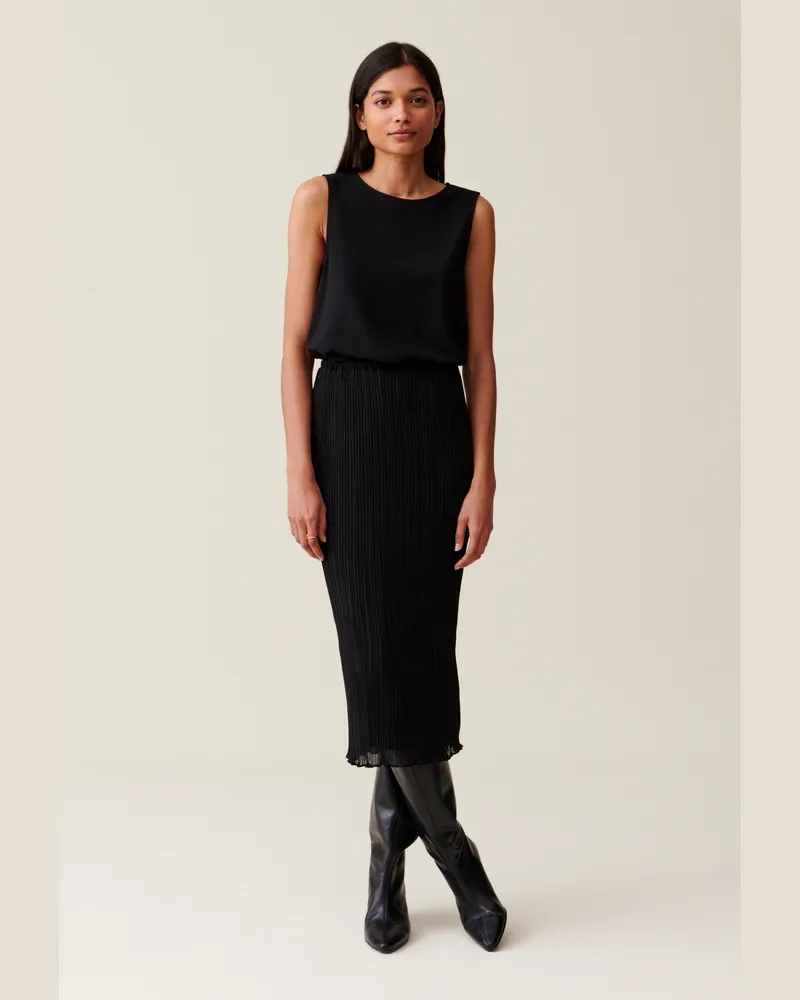 Claudie Pierlot 7/8-Kleid mit Rundhalsausschnitt Schwarz
