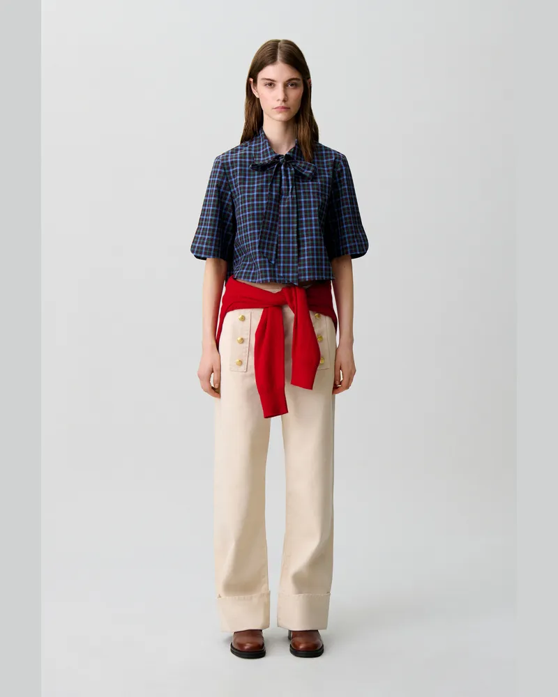 Claudie Pierlot Karierte Schluppenbluse Multico