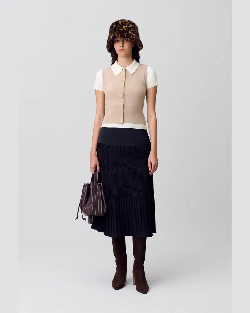 Claudie Pierlot Langer Plisseerock Schwarz