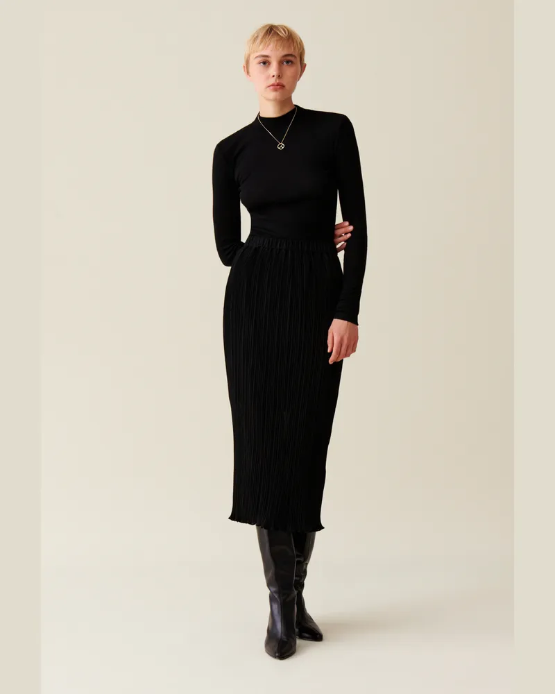 Claudie Pierlot Plissierter 7/8 Rock, gefüttert Schwarz