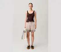 Popeline-Shorts mit Blumenstickerei