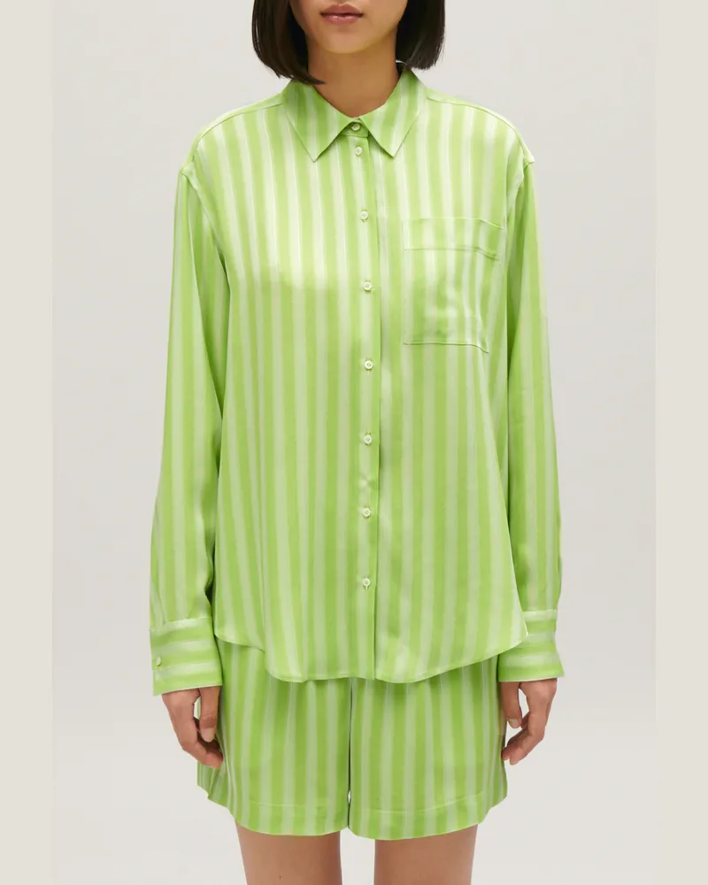 Claudie Pierlot Fließende Hemdbluse mit Matcha-Streifen Matcha