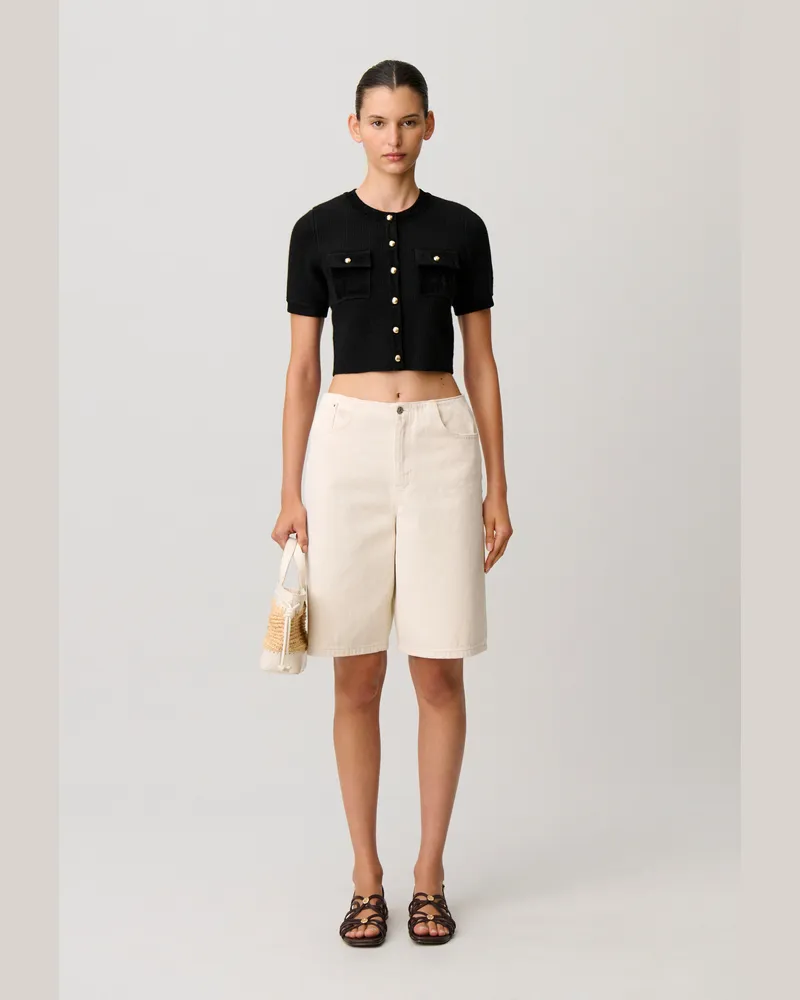 Claudie Pierlot Strickjacke aus Samtstrick Schwarz