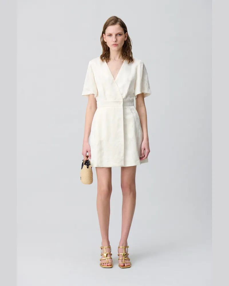 Claudie Pierlot Wickelkleid kurz Ecru