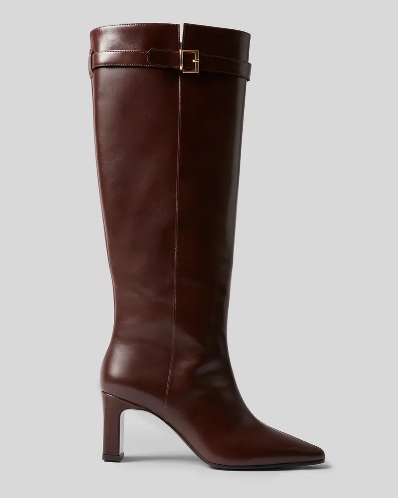 Claudie Pierlot Lederstiefel mit Absatz Schokolade
