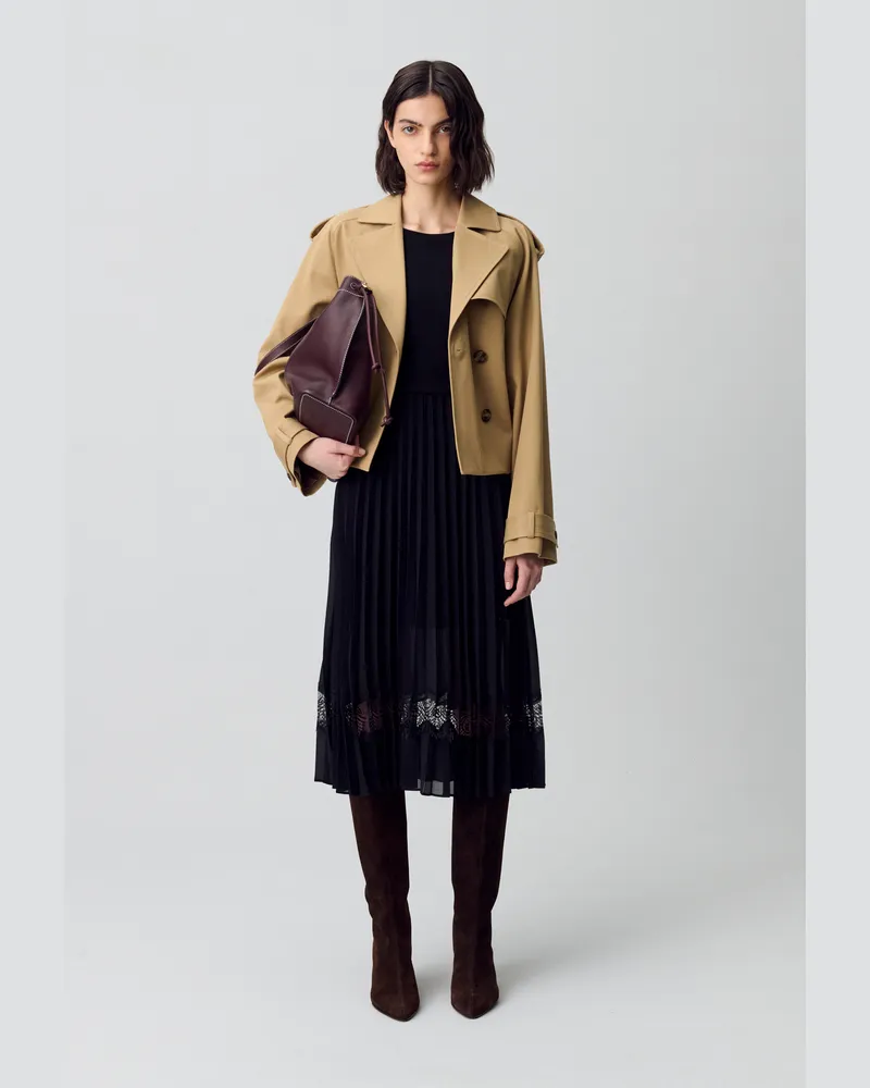 Claudie Pierlot Twist Zweifarbige Midikleid schwarz Schwarz